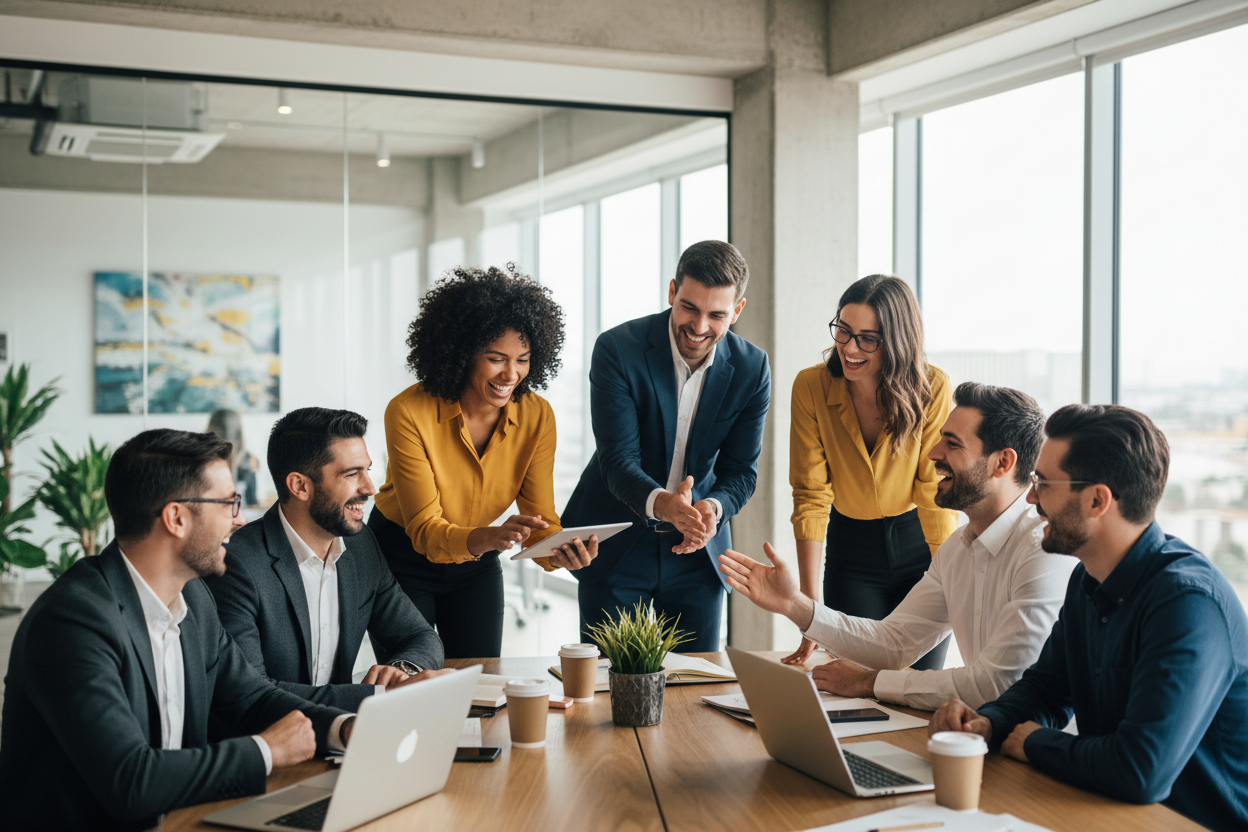 a group of happy entrepreneur